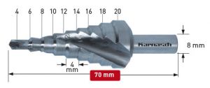 Stupňovitý vrták D 4-20 mm, 20.1448 U