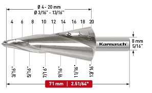 Stupňovitý vrták D 4-20 mm, 20.1472 U